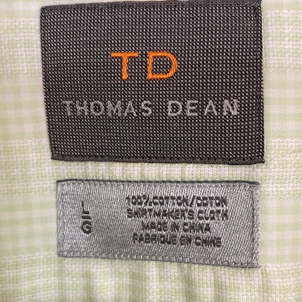 Thomas Dean Men's Long Sleeve Button Front in‎ Celery Green White Size Large - Picture 4 of 9